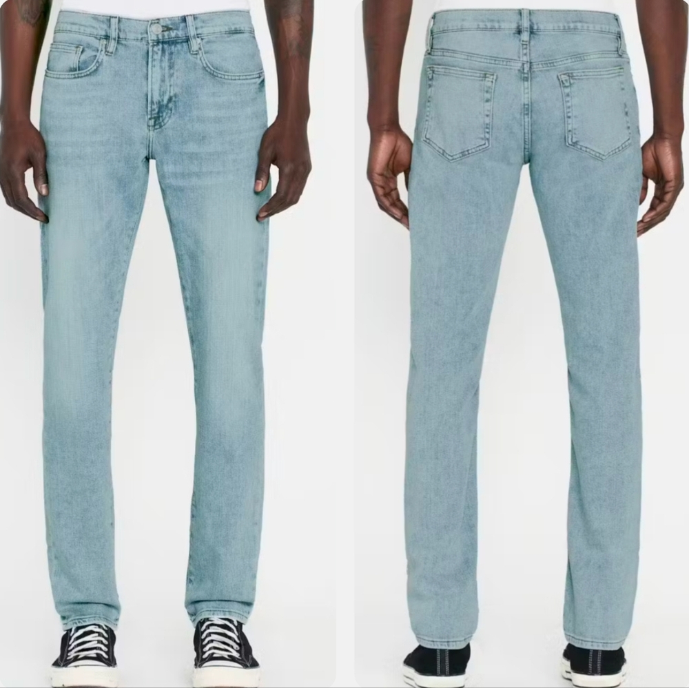 Frame Denim L'Homme Slim Jeans Light Wash Mid Rise Straight Leg Classic Denim 33